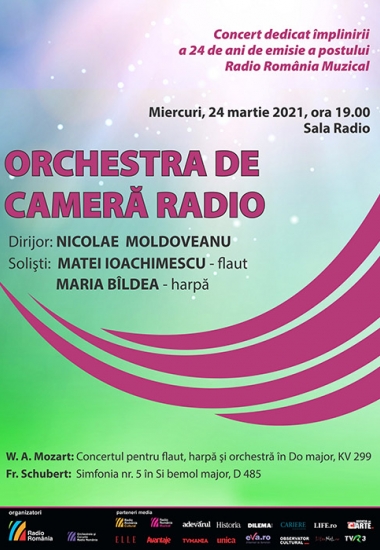 24 de ani de emisie a postului Radio România Muzical:  Mozart - Concertul pentru flaut, harpă şi orchestră - LIVE de la Sala Radio 